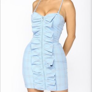 Just Hired Plaid Dress - Blue